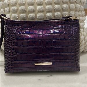 Brahmin Lorelei Purple Acro Iridescent Purple Croc-Embossed Shoulder Bag